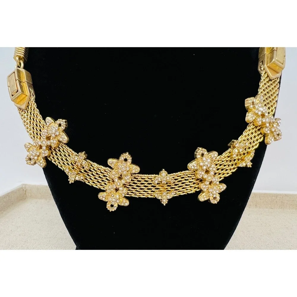 Cabi Bon Vivant Gold Tone Crystal Floral Convertible Necklace Bracelet